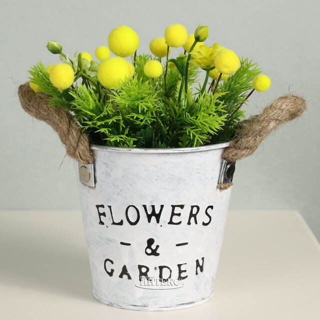 Искусственный цветок в горшке Мимоза и Лиственница 19 см Due Esse Christmas (Ду Эссе Кристмас)