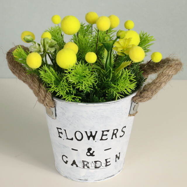 Искусственный цветок в горшке Мимоза и Лиственница 19 см Due Esse Christmas (Ду Эссе Кристмас)