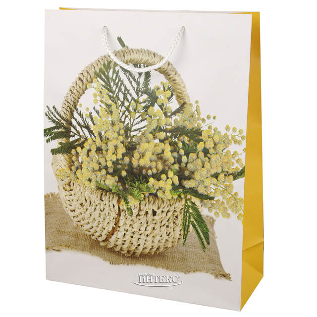 Подарочный пакет Корзина с мимозой 33*25 см Due Esse Christmas (Ду Эссе Кристмас)