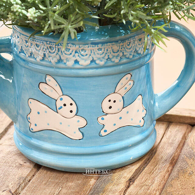 Декоративная лейка Фрателли Конигли 22*12 см голубая Due Esse Christmas (Ду Эссе Кристмас)
