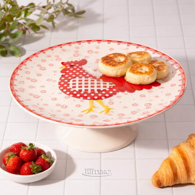 Подставка для торта Петушок-Гребешок 25 см Due Esse Christmas (Ду Эссе Кристмас)