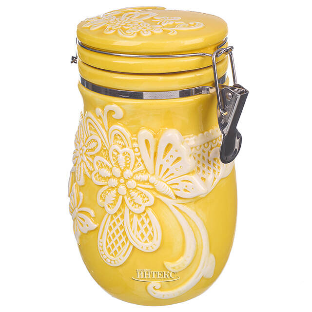 Банка для хранения с крышкой Easy Butterfly 20 см желтая Due Esse Christmas