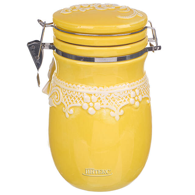 Банка для хранения с крышкой Easy Butterfly 20 см желтая Due Esse Christmas