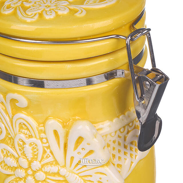 Банка для хранения с крышкой Easy Butterfly 20 см желтая Due Esse Christmas