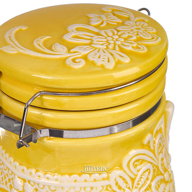 Банка для хранения с крышкой Easy Butterfly 20 см желтая Due Esse Christmas