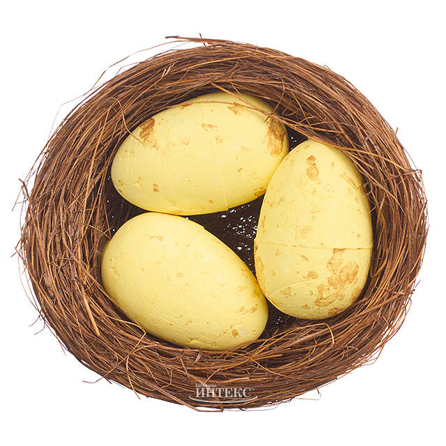 Пасхальное украшение Жёлтое Гнездышко 7 см Due Esse Christmas (Ду Эссе Кристмас)