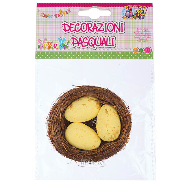 Пасхальное украшение Жёлтое Гнездышко 7 см Due Esse Christmas (Ду Эссе Кристмас)