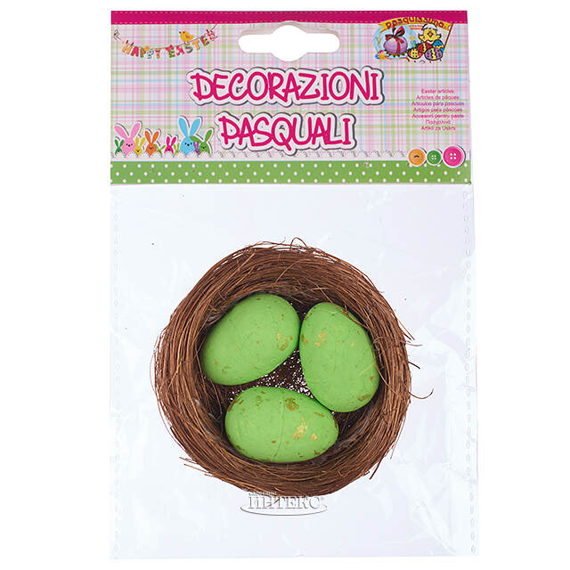 Пасхальное украшение Зелёное Гнездышко 7 см Due Esse Christmas (Ду Эссе Кристмас)