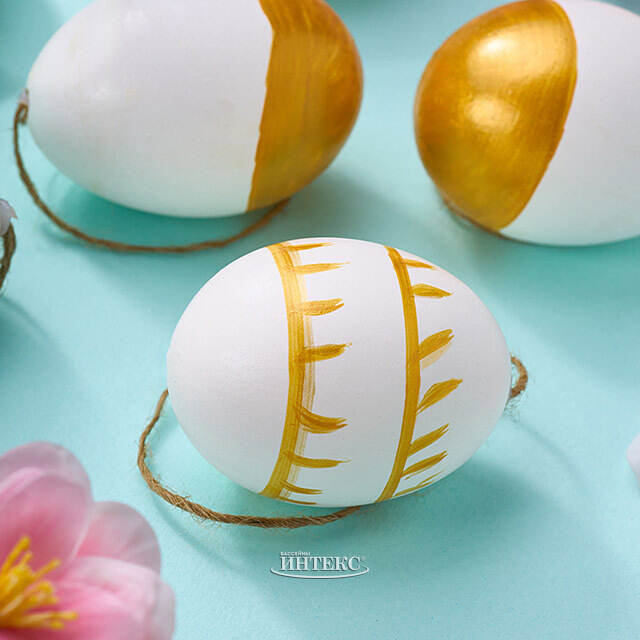 Пасхальные украшения Яйца Риденте 6 см 6 шт, натуральная скорлупа Due Esse Christmas (Ду Эссе Кристмас)