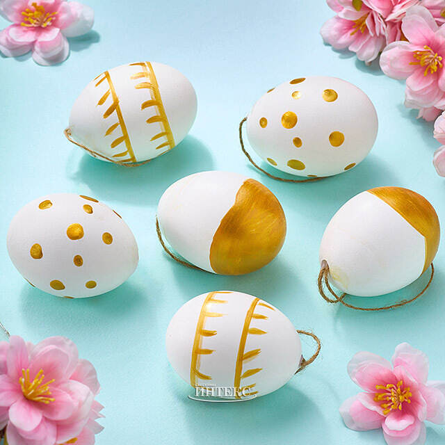 Пасхальные украшения Яйца Риденте 6 см 6 шт, натуральная скорлупа Due Esse Christmas (Ду Эссе Кристмас)