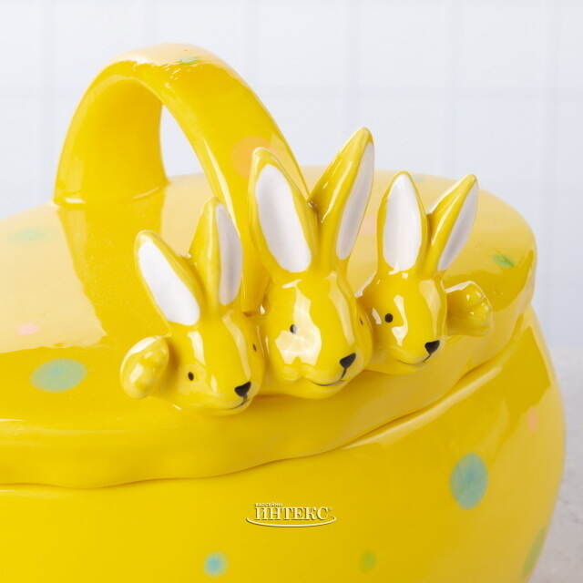 Конфетница Дружелюбные Кролики 17*15 см желтая Due Esse Christmas (Ду Эссе Кристмас)