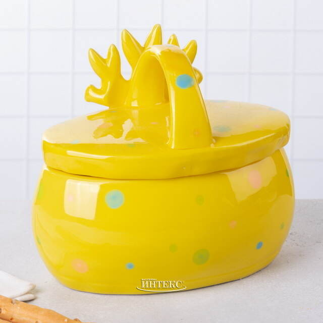 Конфетница Дружелюбные Кролики 17*15 см желтая Due Esse Christmas (Ду Эссе Кристмас)