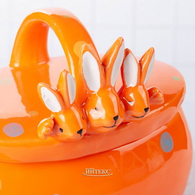 Конфетница Дружелюбные Кролики 17*15 см оранжевая Due Esse Christmas (Ду Эссе Кристмас)