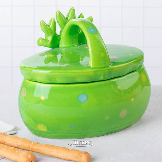 Конфетница Дружелюбные Кролики 17*15 см зеленая Due Esse Christmas (Ду Эссе Кристмас)