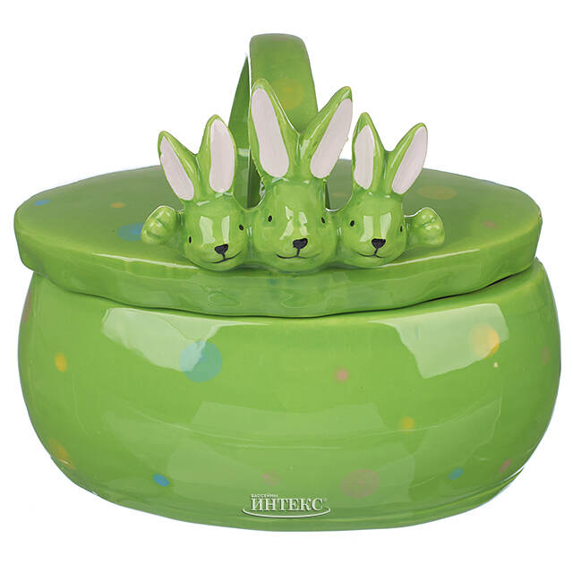 Конфетница Friendly Bunny 17*15 см зеленая Due Esse Christmas