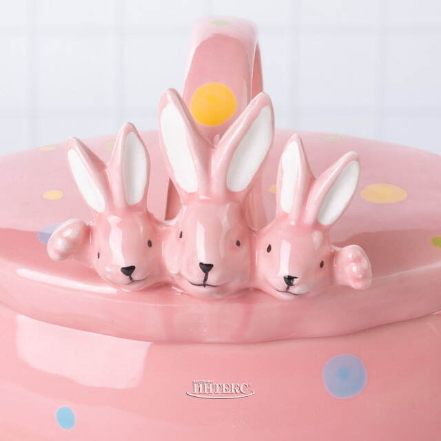 Конфетница Дружелюбные Кролики 17*15 см розовая Due Esse Christmas (Ду Эссе Кристмас)