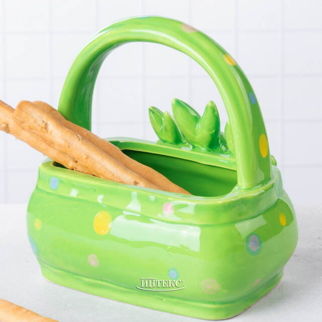 Конфетница Три Кролика 15 см зеленая Due Esse Christmas (Ду Эссе Кристмас)