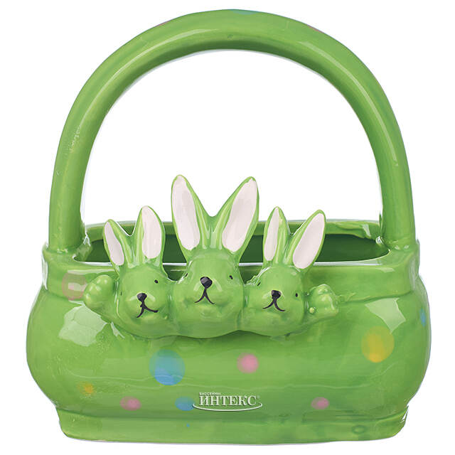 Конфетница Three Bunny 15 см зеленая Due Esse Christmas