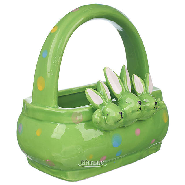 Конфетница Three Bunny 15 см зеленая Due Esse Christmas