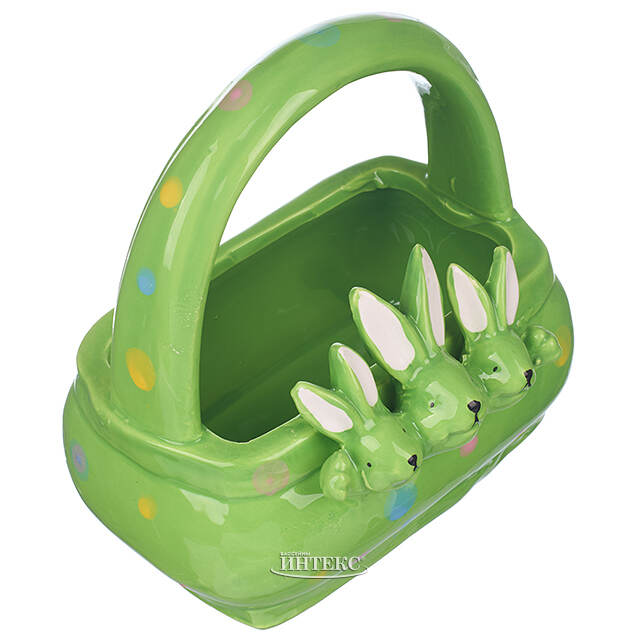 Конфетница Three Bunny 15 см зеленая Due Esse Christmas