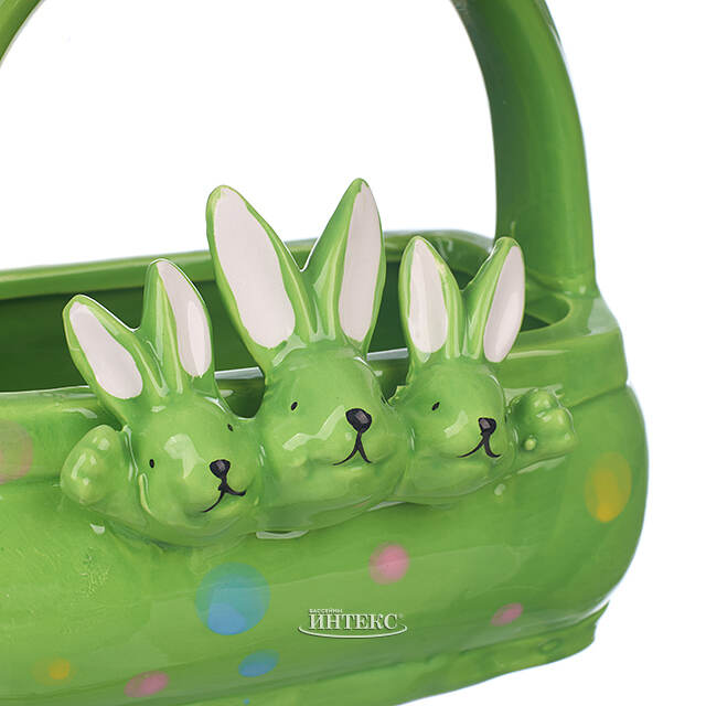 Конфетница Three Bunny 15 см зеленая Due Esse Christmas