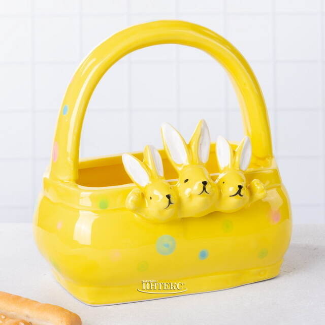 Конфетница Три Кролика 15 см желтая Due Esse Christmas (Ду Эссе Кристмас)