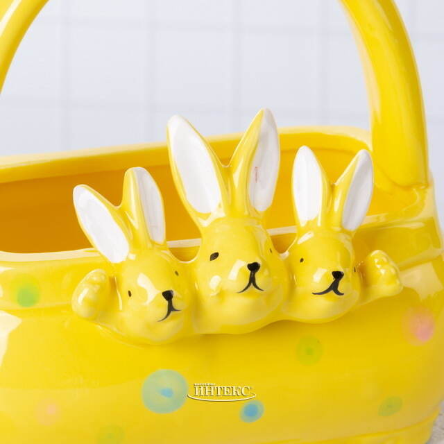 Конфетница Три Кролика 15 см желтая Due Esse Christmas (Ду Эссе Кристмас)