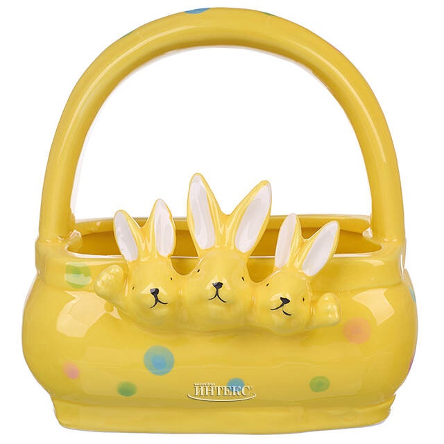 Конфетница Three Bunny 15 см желтая Due Esse Christmas