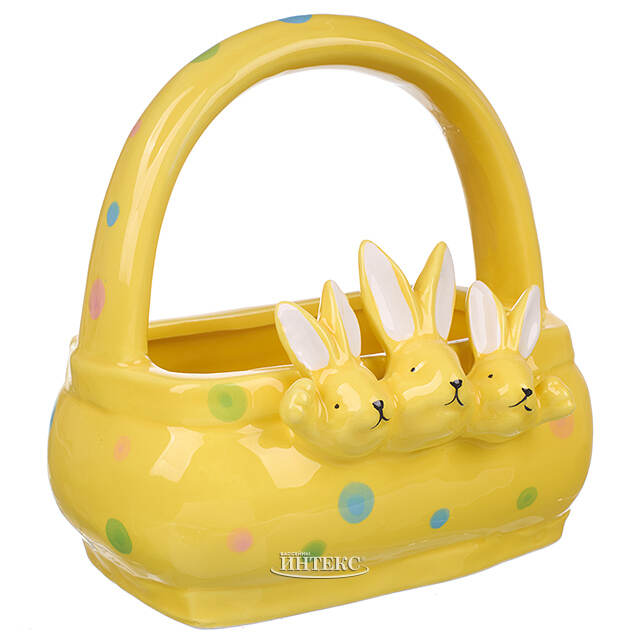 Конфетница Three Bunny 15 см желтая Due Esse Christmas