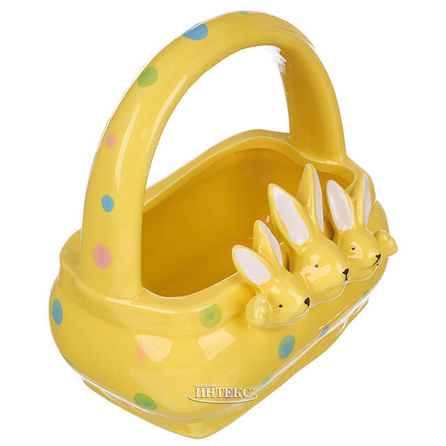 Конфетница Three Bunny 15 см желтая Due Esse Christmas