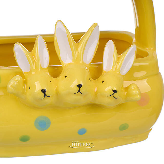 Конфетница Three Bunny 15 см желтая Due Esse Christmas