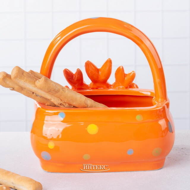 Конфетница Три Кролика 15 см оранжевая Due Esse Christmas (Ду Эссе Кристмас)