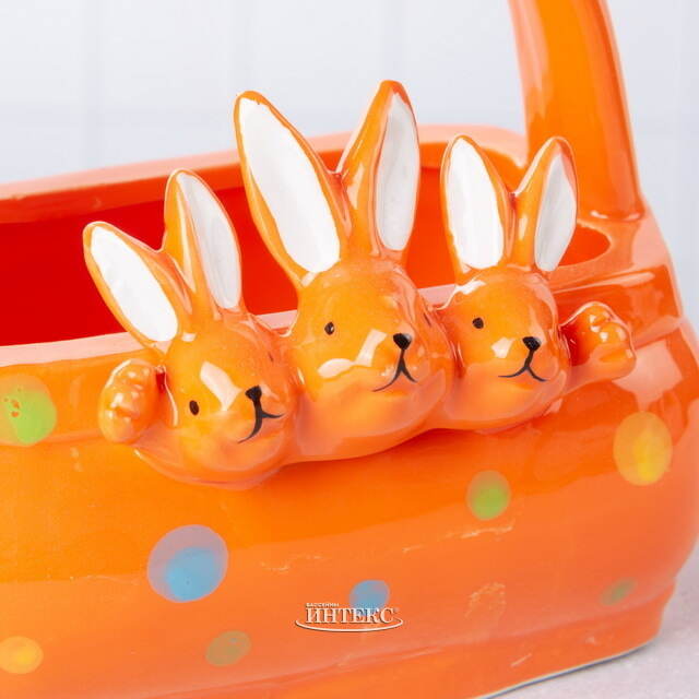 Конфетница Три Кролика 15 см оранжевая Due Esse Christmas (Ду Эссе Кристмас)