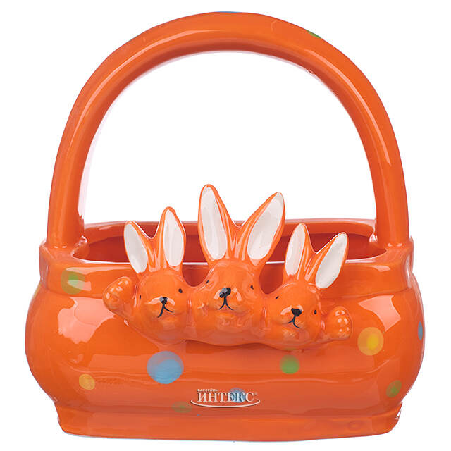 Конфетница Three Bunny 15 см оранжевая Due Esse Christmas