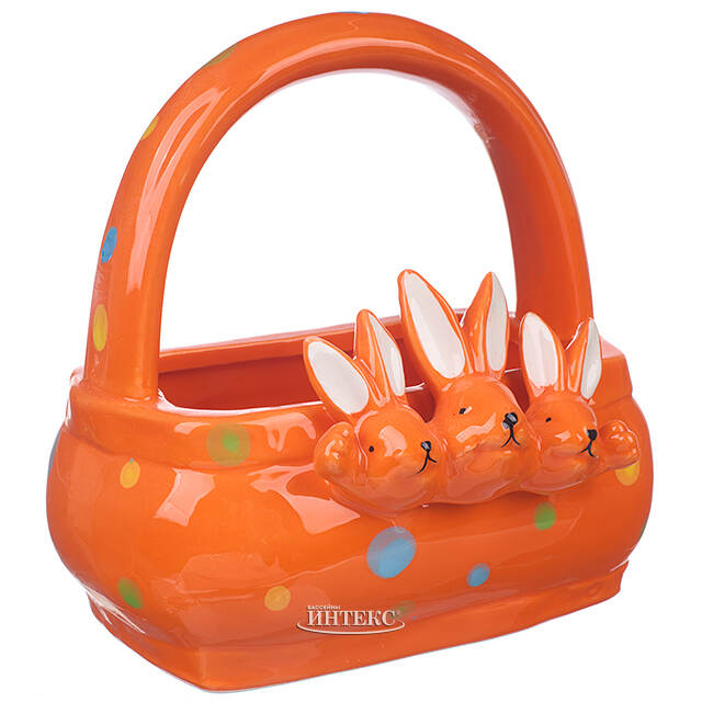 Конфетница Three Bunny 15 см оранжевая Due Esse Christmas