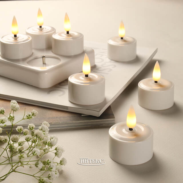 Чайная светодиодная свеча Ингрид 4 см, 4 шт, на батарейках, зарядное устройство Koopman (Купман)