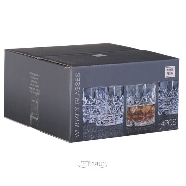 Набор стаканов для виски Беркли 4 шт, 230 мл, стекло Koopman