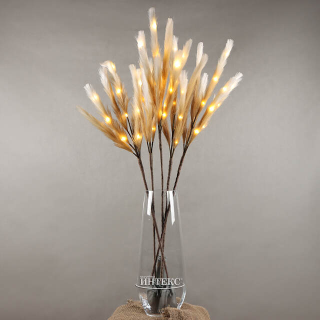 Светящаяся ветка для декора Моника 90 см кремовая, теплые белые LED лампы, таймер, на батарейках Koopman (Купман)
