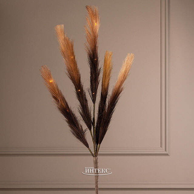 Светящаяся ветка для декора Моника 90 см шоколадная, теплые белые LED лампы, таймер, на батарейках Koopman (Купман)