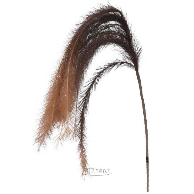 Светящаяся ветка с перьями Моника 130 см шоколадная, теплые белые LED лампы, таймер, на батарейках Koopman (Купман)