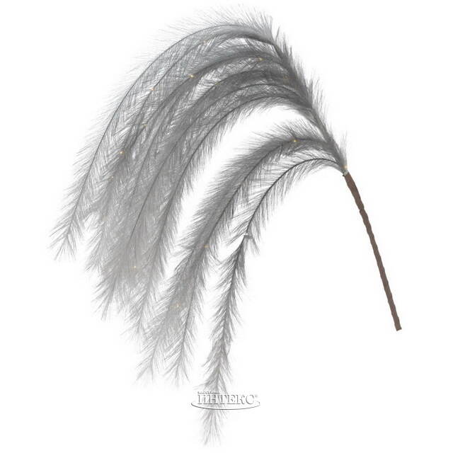 Светящаяся ветка с перьями Моника 130 см серая, теплые белые LED лампы, таймер, на батарейках Koopman (Купман)
