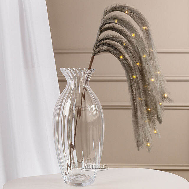 Светящаяся ветка с перьями Моника 130 см серая, теплые белые LED лампы, таймер, на батарейках Koopman (Купман)