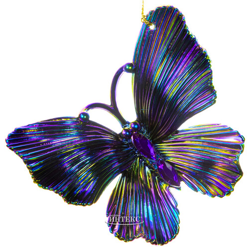 Елочная игрушка Бабочка Фламанди пурпурно-радужная 11 см, подвеска Kurts Adler