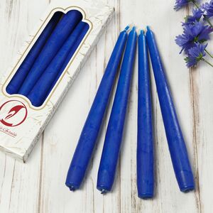 Античные свечи 24.5 см, 4 шт, синие (Омский Свечной, Россия). Артикул: 001407-свеча
