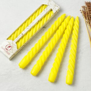Свечи витые 24.5 см, 2 шт, ярко-желтые