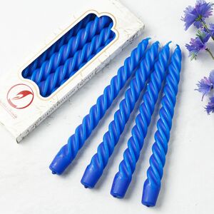 Свечи витые 24.5 см, 4 шт, темно-синие (Омский Свечной, Россия). Артикул: 008407-свеча