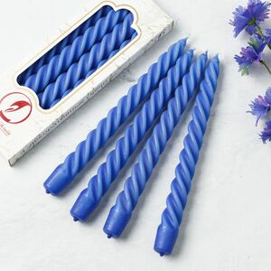 Свечи витые 24.5 см, 4 шт, небесно-голубые (Омский Свечной, Россия). Артикул: 008409-свеча