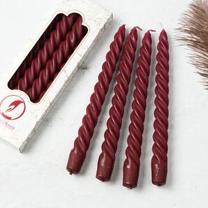 Свечи витые 24.5 см, 4 шт, бордовые (Омский Свечной, Россия). Артикул: 008419-свеча