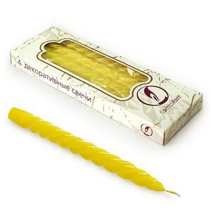 Свечи витые 24.5 см, 4 шт, желтые Омский Свечной фото 4