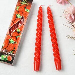 Ароматические свечи Клубника, витые 24.5 см, 2 шт (Омский Свечной, Россия). Артикул: 008506-свеча